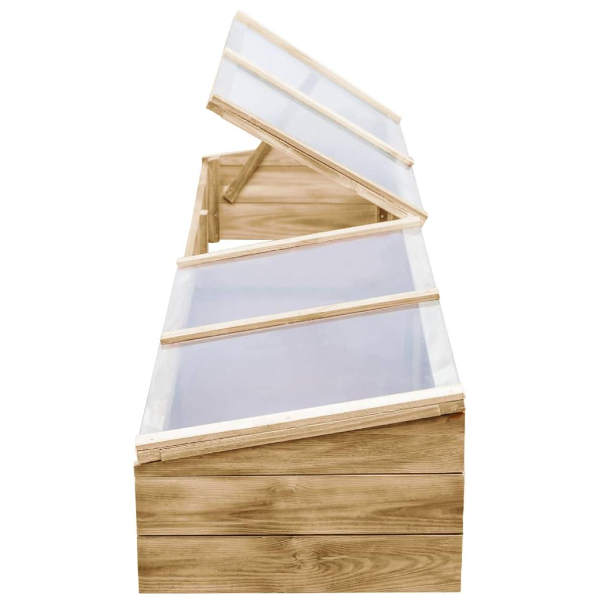Invernadero de madera de pino impregnada 2 uds 200x50x35 cm