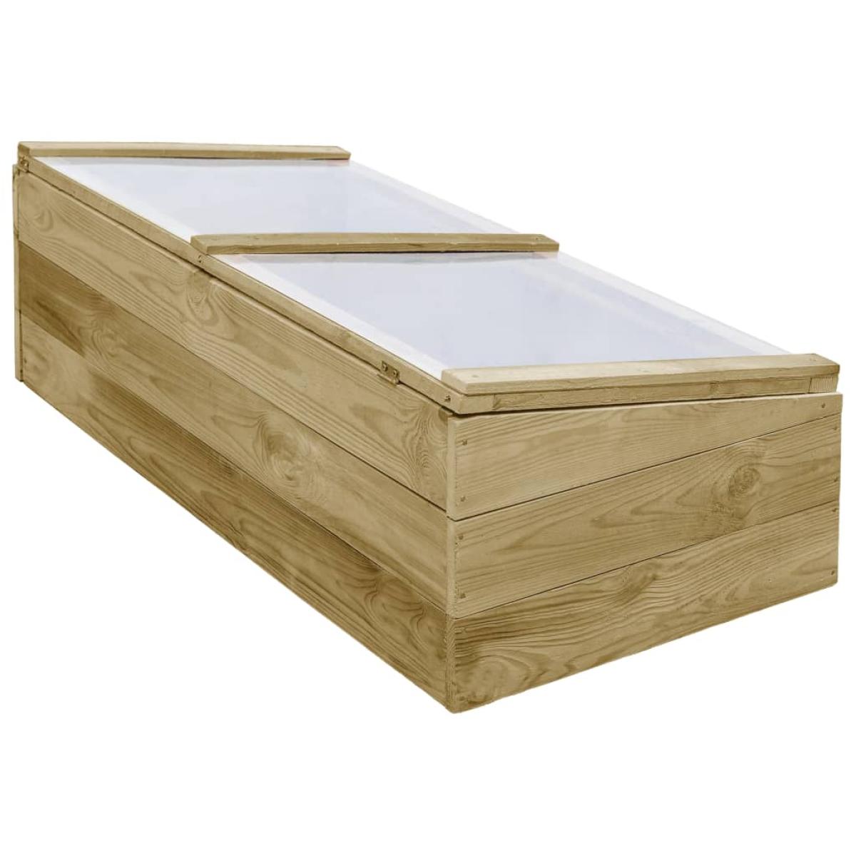 Invernadero de madera de pino impregnada 2 uds 100x50x35 cm