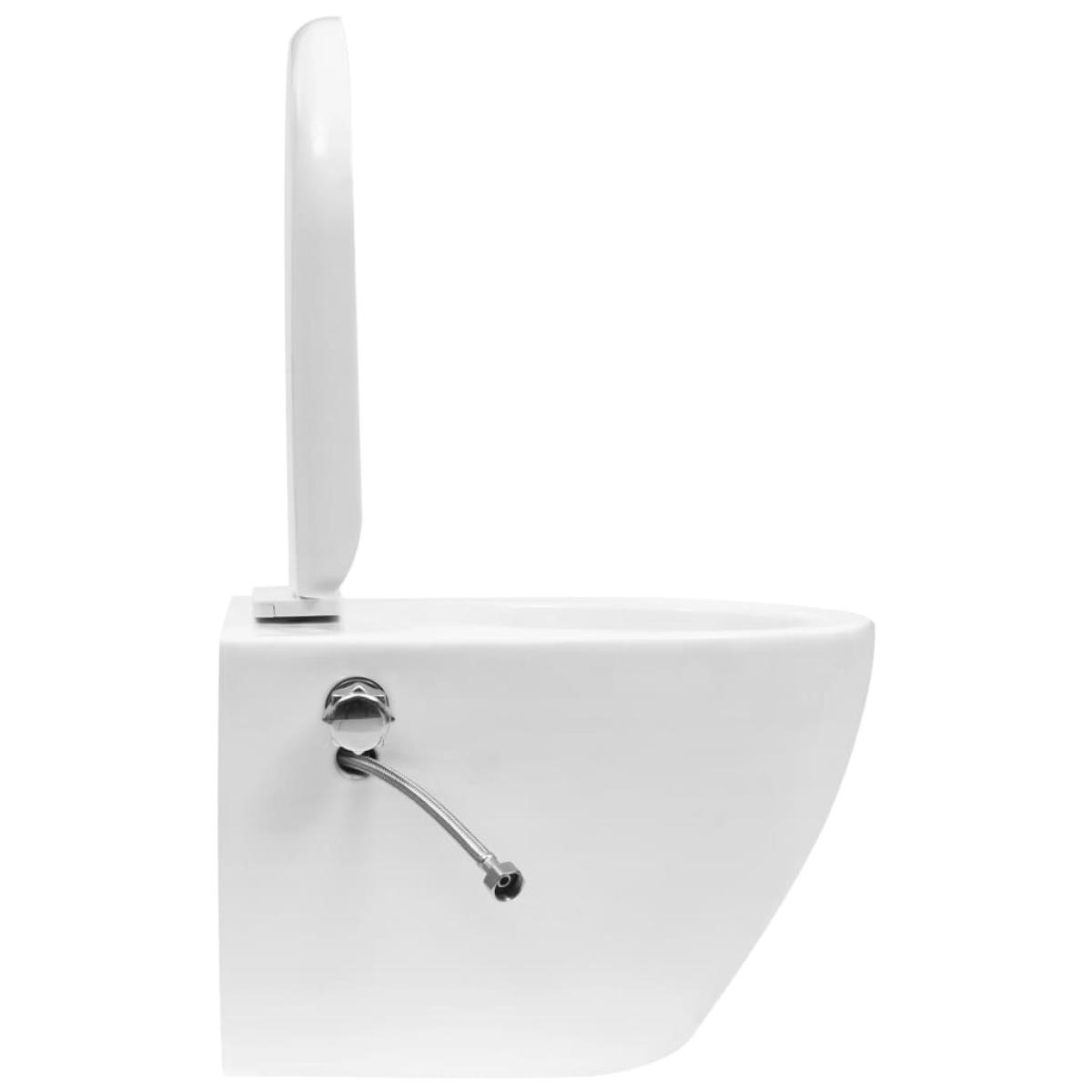 Inodoro WC de pared sin bordes cisterna oculta cerámica blanco