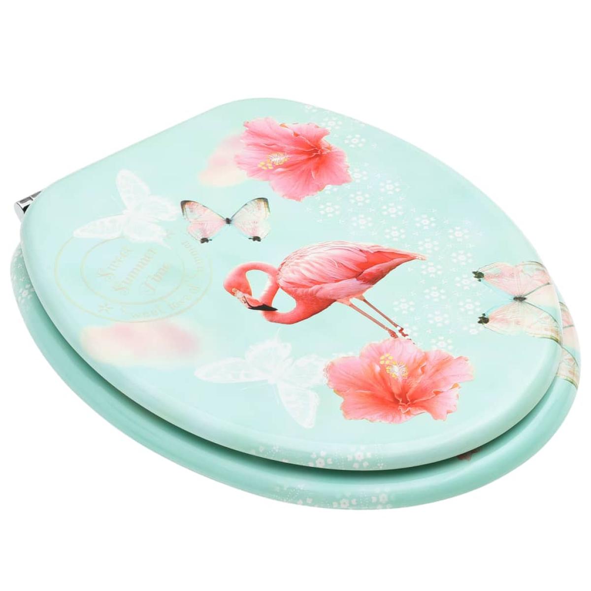 Asientos de inodoro con tapa 2 unidades MDF diseño de flamenco