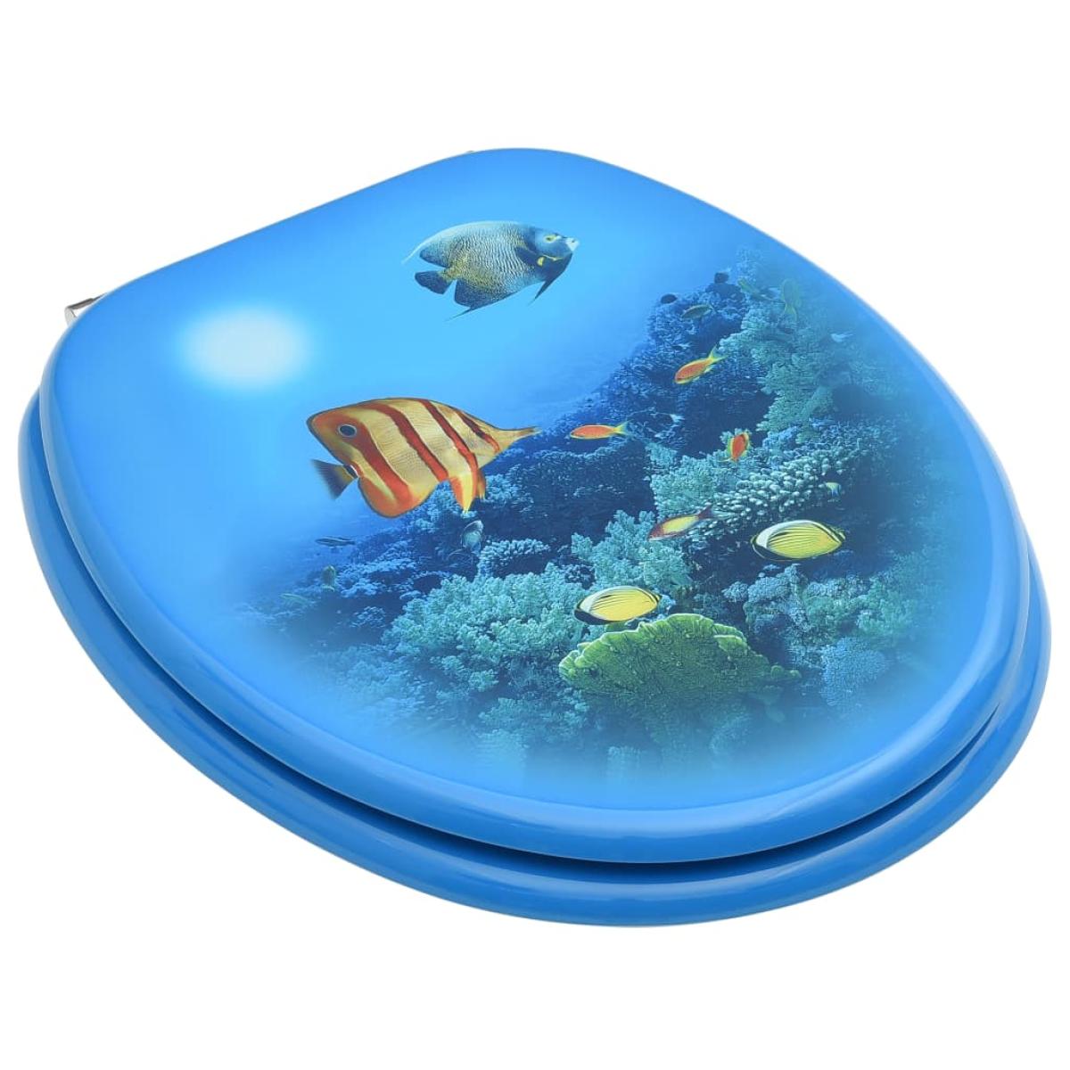 Asientos de inodoro con tapa 2 uds MDF diseño fondo submarino