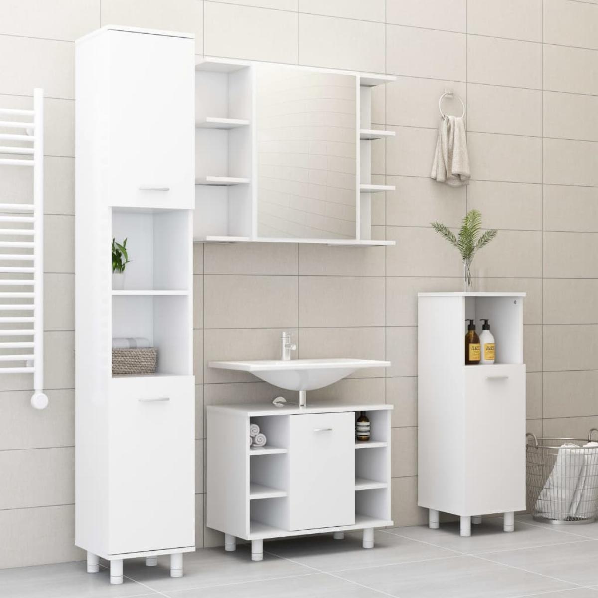Conjunto de muebles de baño 4 piezas aglomerado blanco