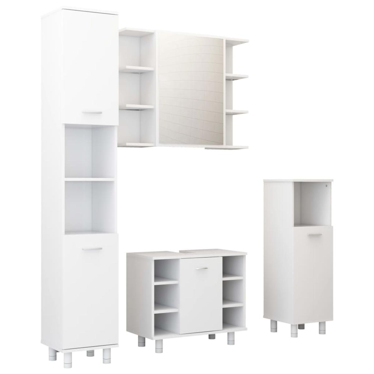 Conjunto de muebles de baño 4 piezas aglomerado blanco