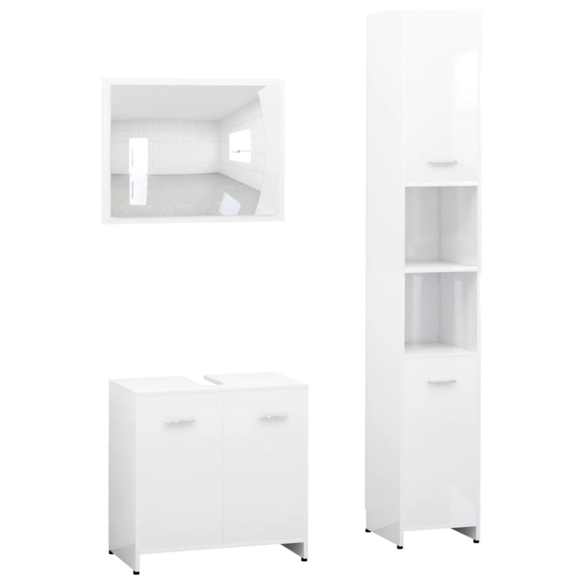 Set de muebles de baño 3 piezas aglomerado blanco brillante
