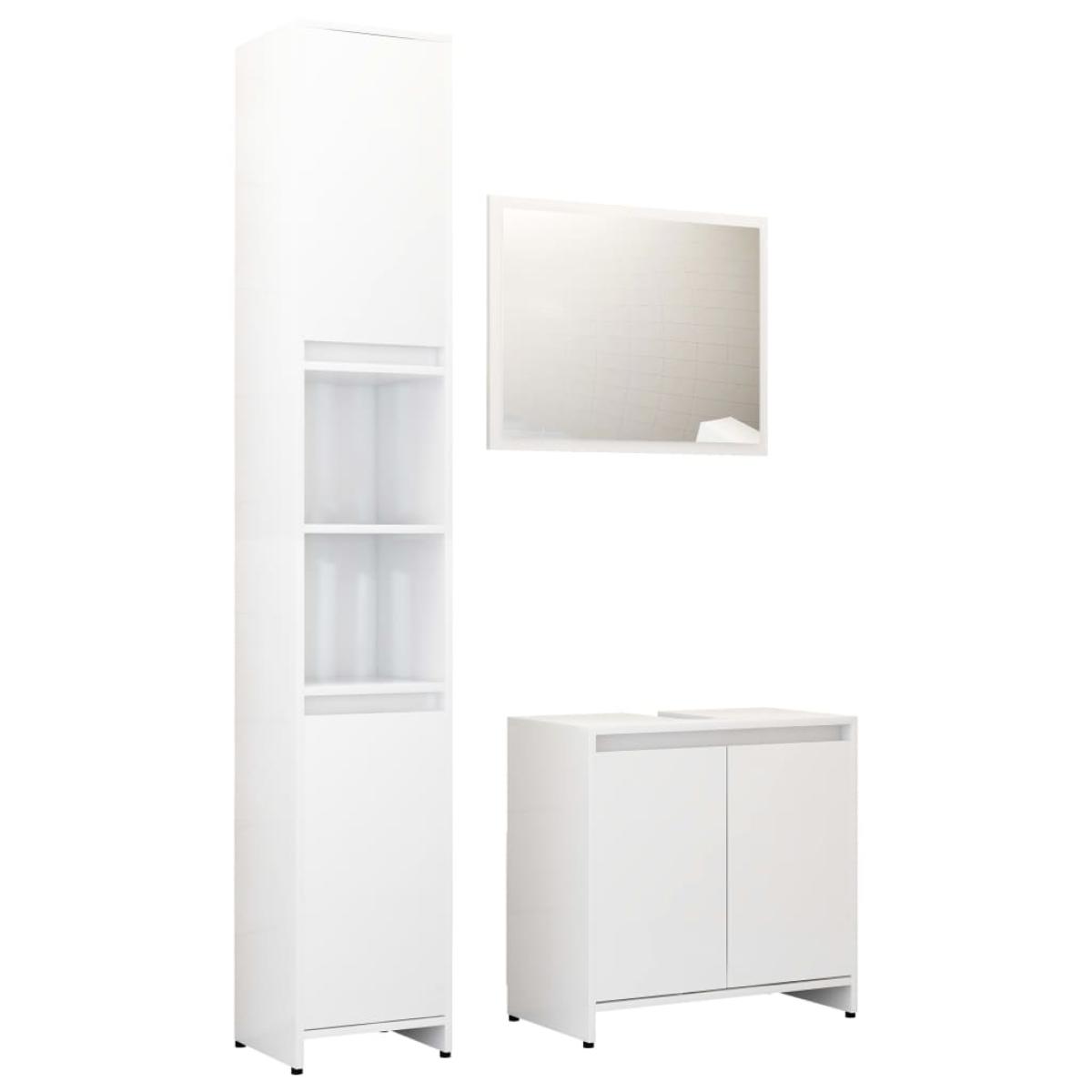 Set de muebles de baño 3 piezas aglomerado blanco brillante