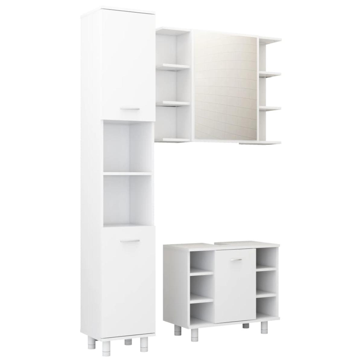 Conjunto de muebles de baño 3 piezas aglomerado blanco