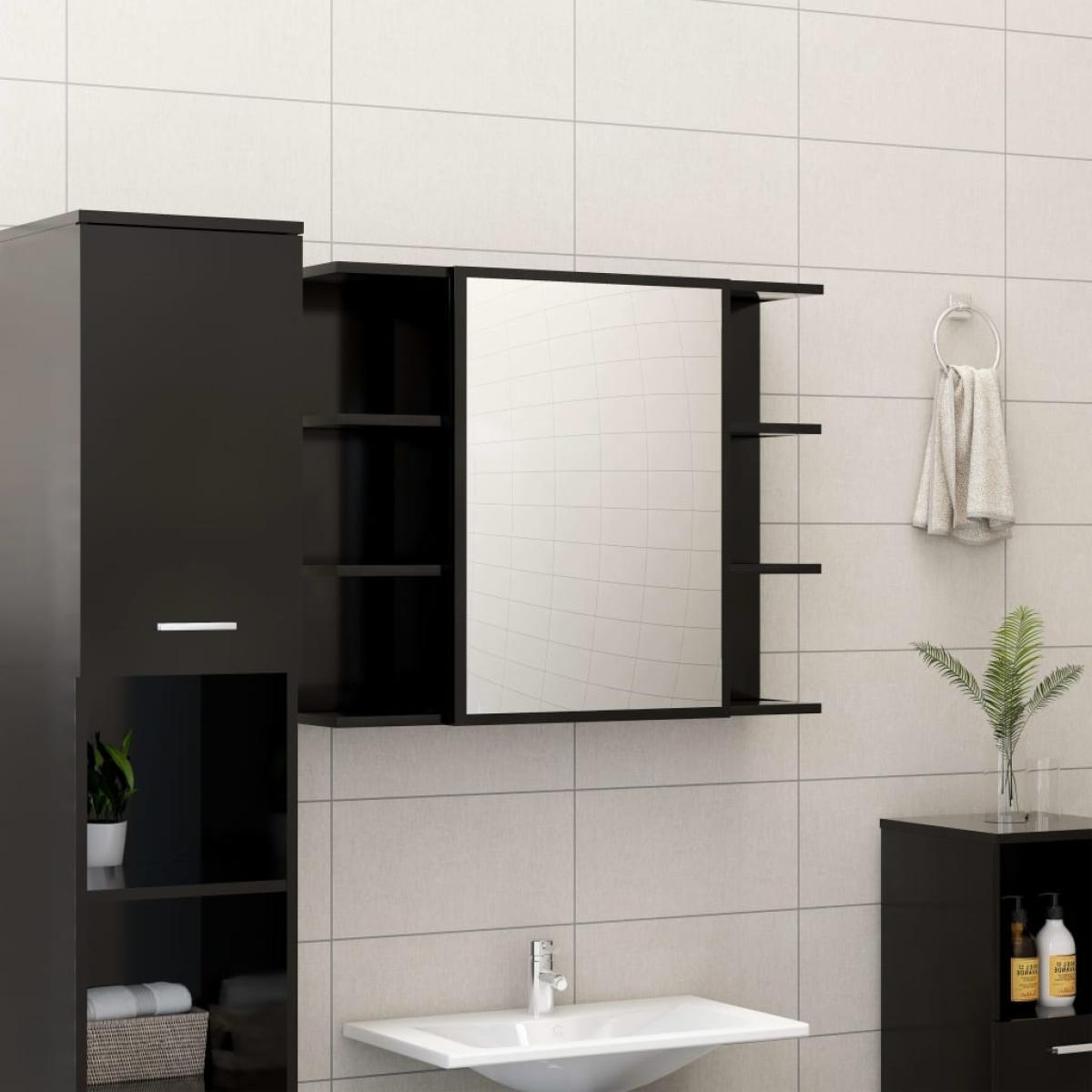 Conjunto de muebles de baño 3 piezas aglomerado negro