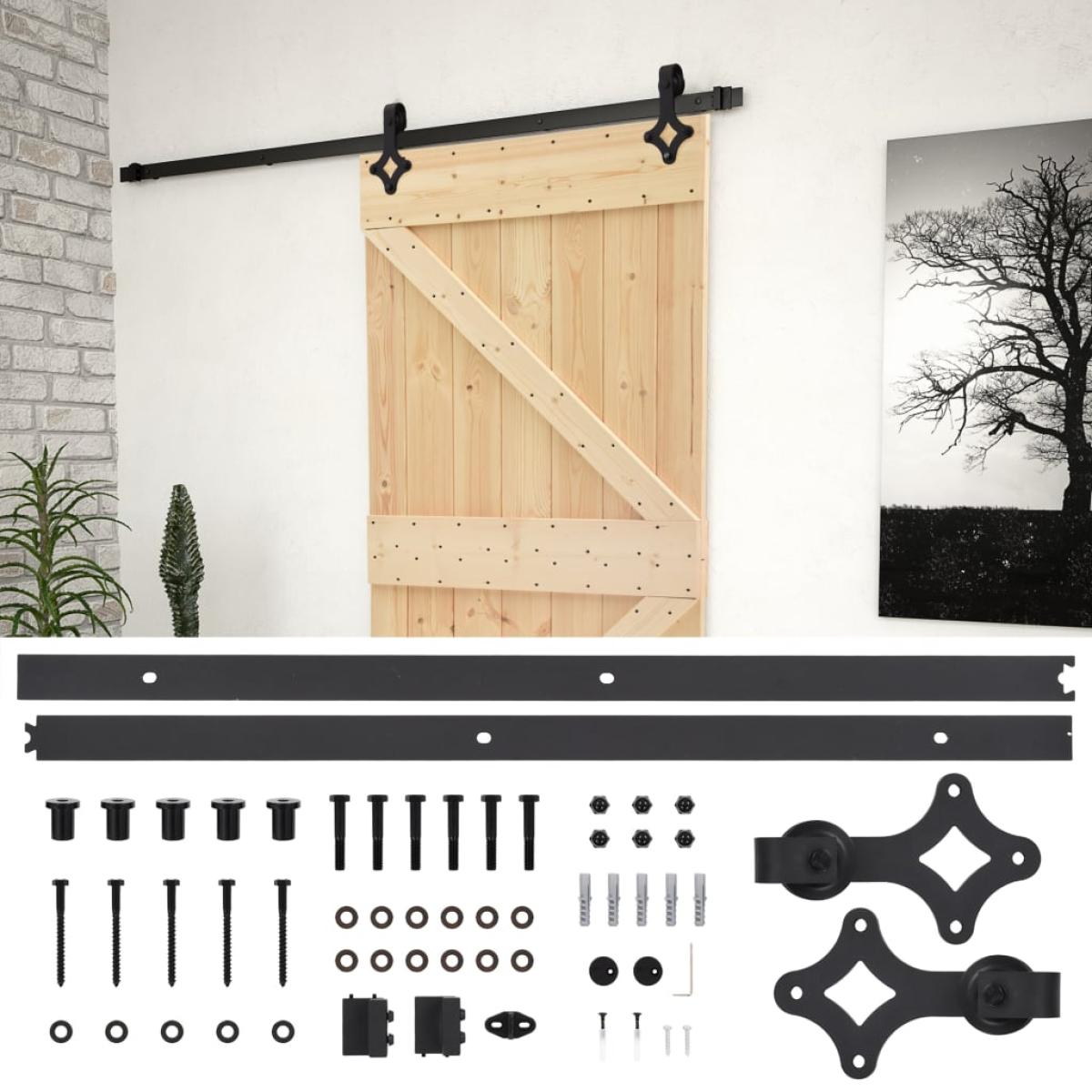 Puerta corredera con herrajes madera maciza de pino 90x210 cm