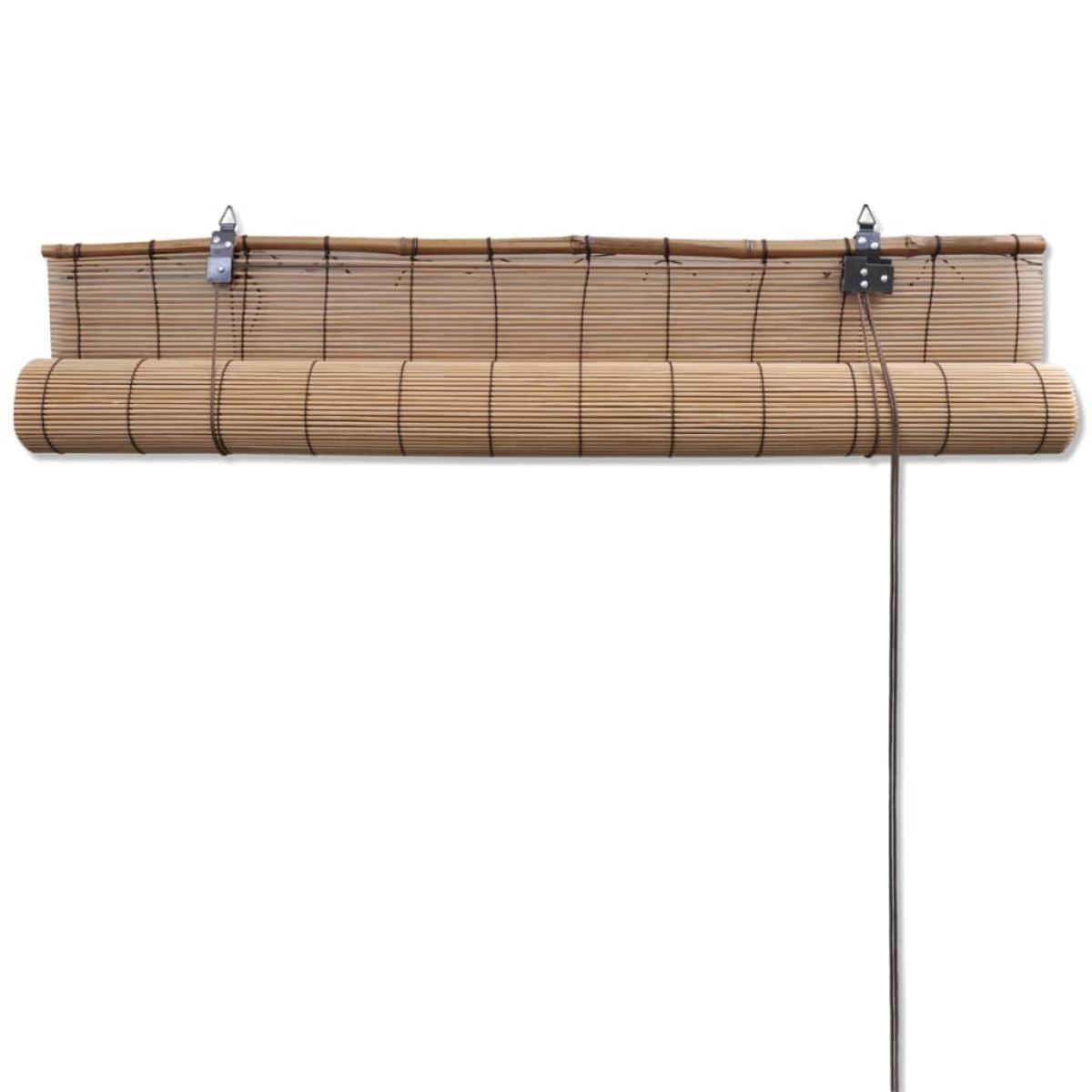 Persianas enrollables de bambú 2 piezas marrón 80x160 cm