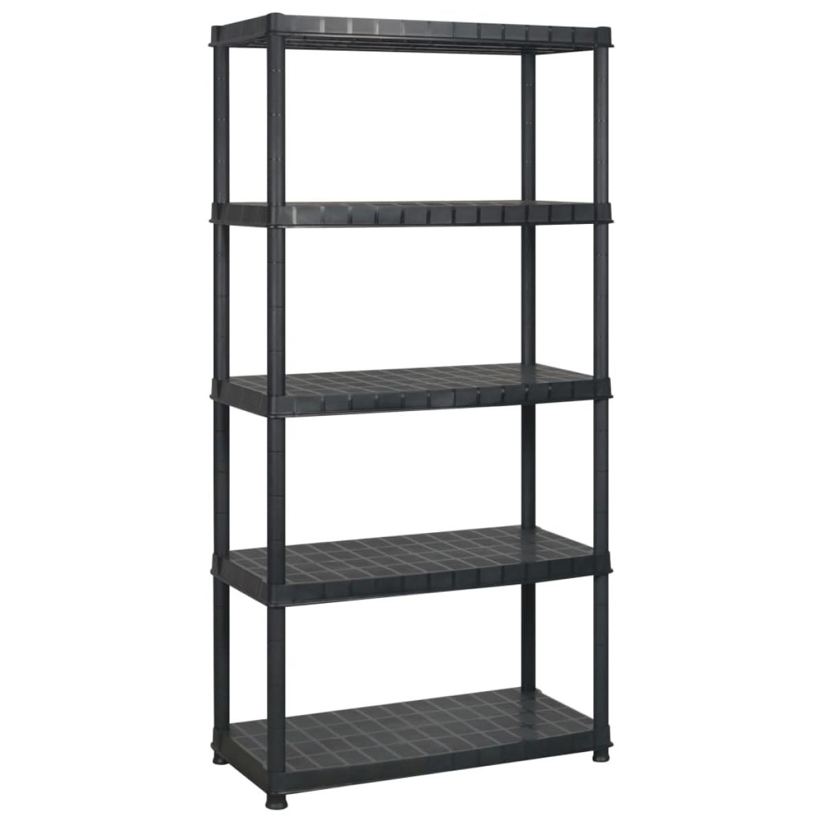 Estantería almacenaje 5 niveles plástico negro 274,5x45,7x185cm