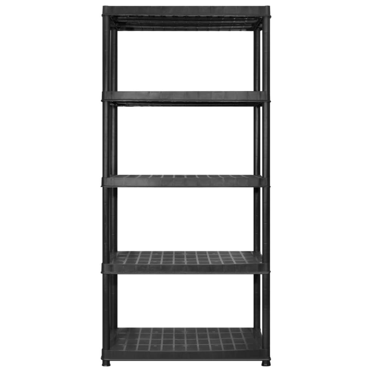 Estantería almacenaje 5 niveles plástico negro 274,5x45,7x185cm
