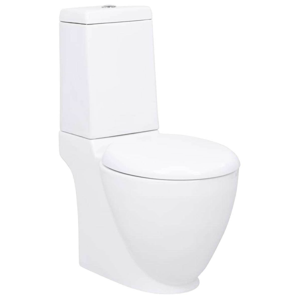 Inodoro WC redondo de cerámica flujo hacia abajo blanco
