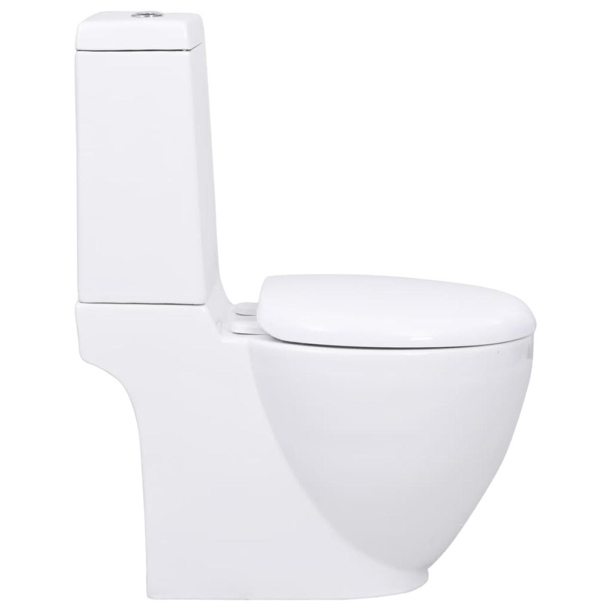 Inodoro WC redondo de cerámica flujo hacia abajo blanco