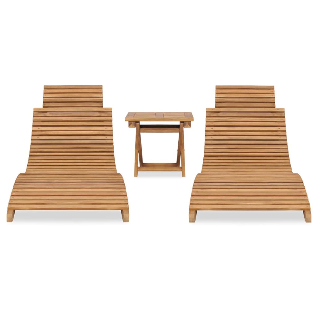 Mesa y sillas plegables para balcón 3 pzas madera maciza teca
