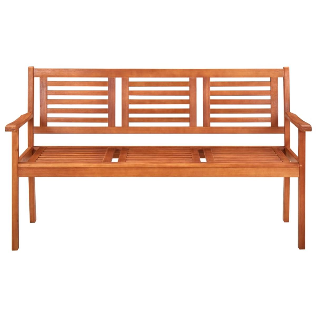 Banco de jardín 3 plazas madera maciza eucalipto y cojín 150 cm
