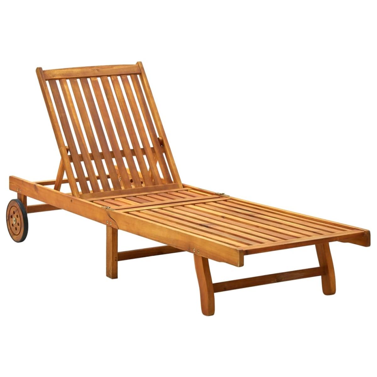 Tumbona de jardín con cojín madera maciza de acacia 