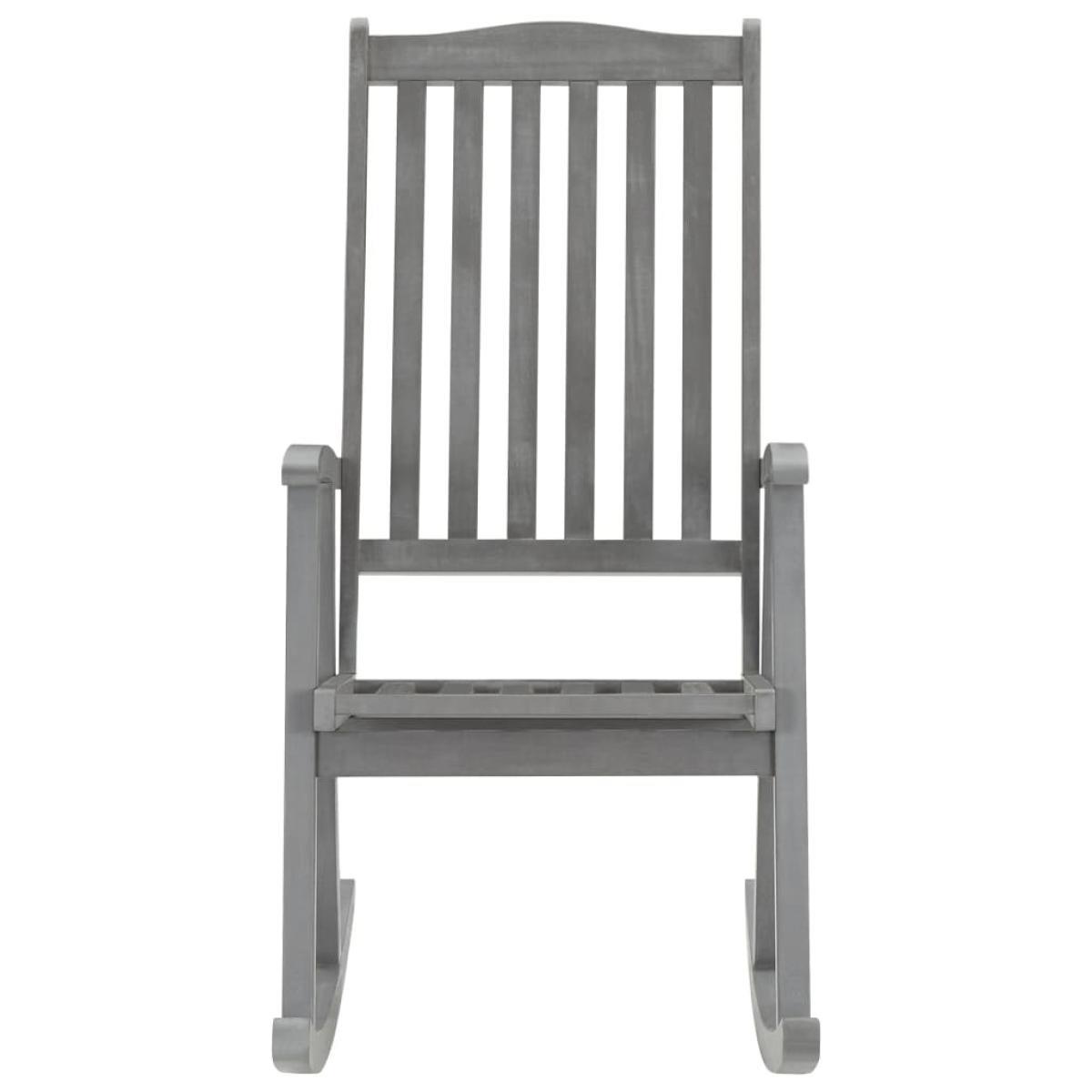 Silla mecedora con cojines madera maciza de acacia gris