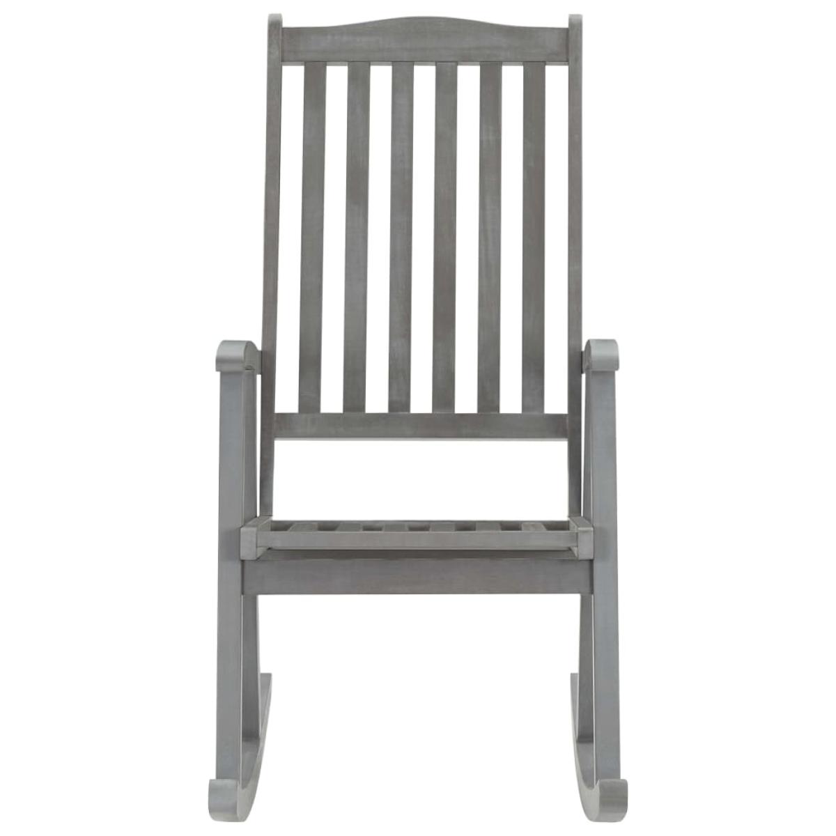 Silla mecedora con cojines madera maciza de acacia gris