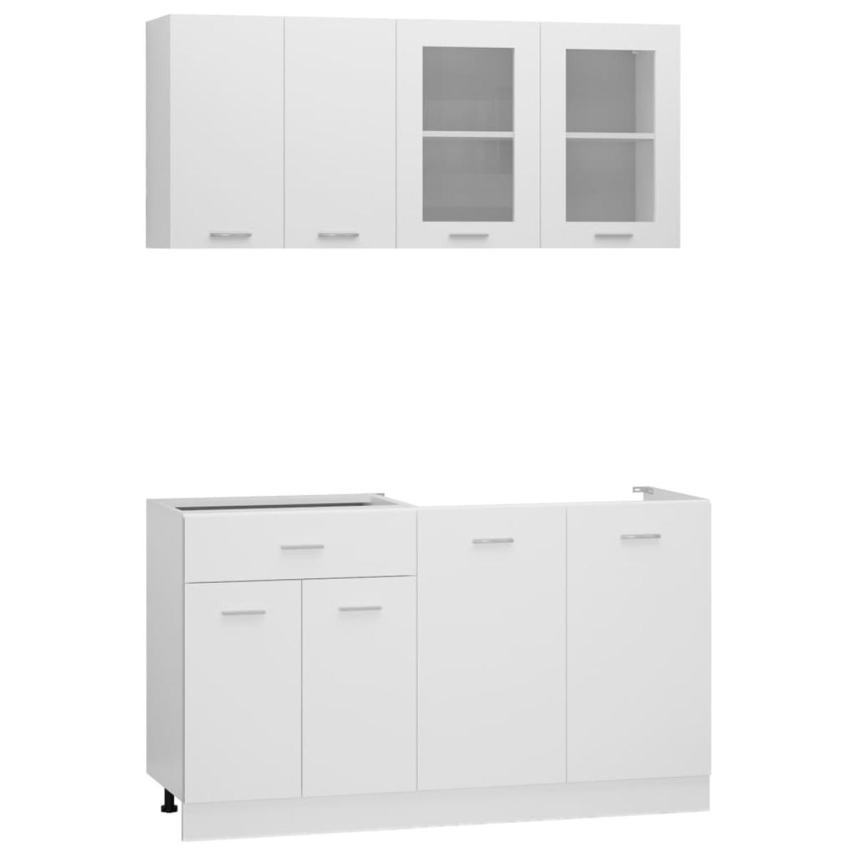 Juego de muebles de cocina 4 piezas madera contrachapada blanco