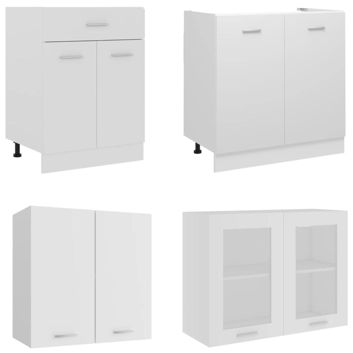 Juego de muebles de cocina 4 piezas madera contrachapada blanco