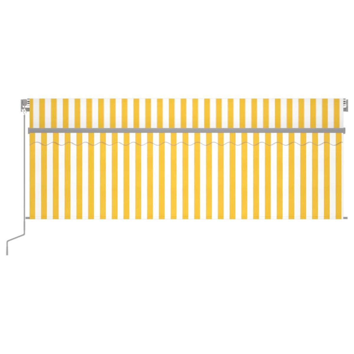 Toldo manual retráctil con persiana amarillo y blanco 4x3 m
