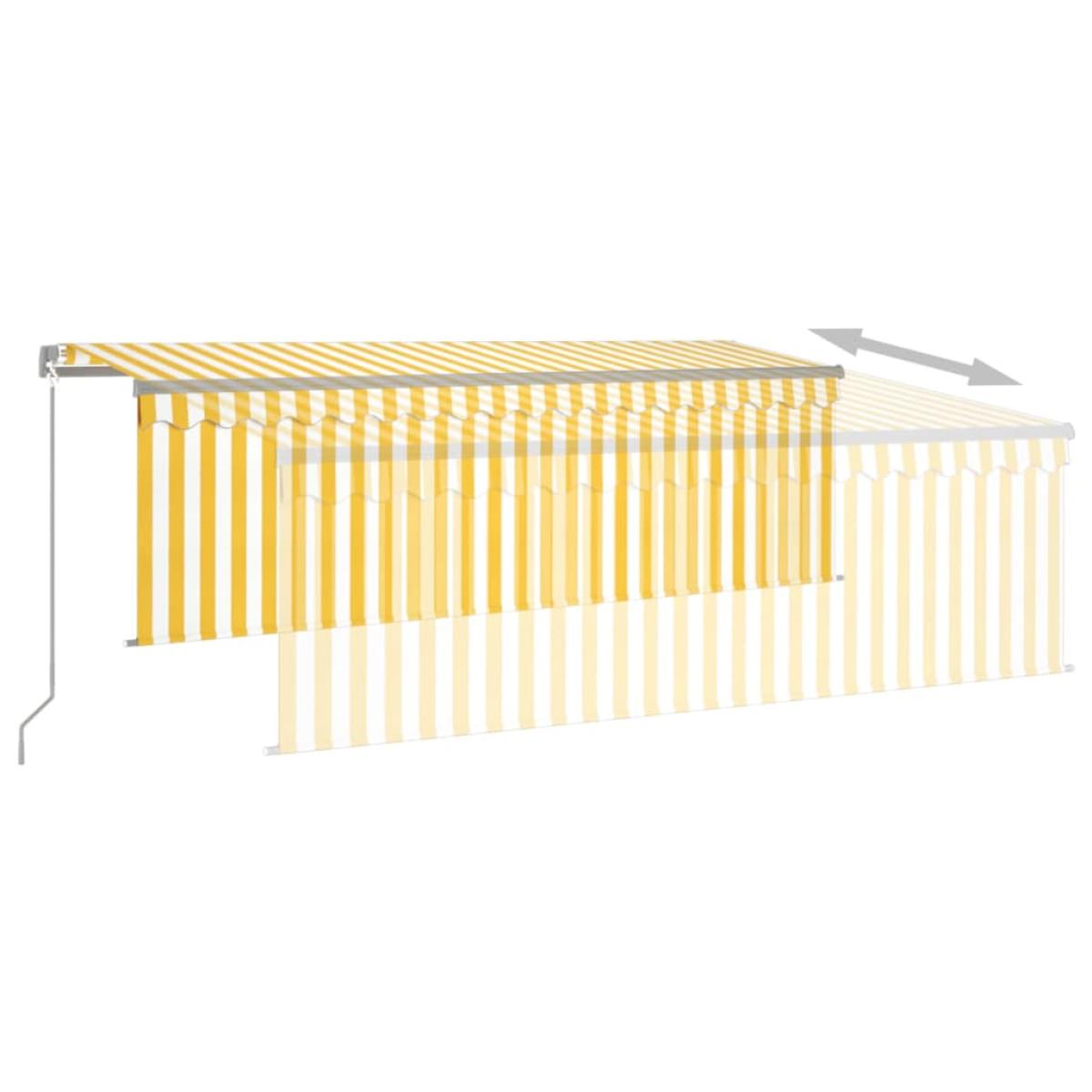 Toldo manual retráctil con persiana amarillo y blanco 4x3 m