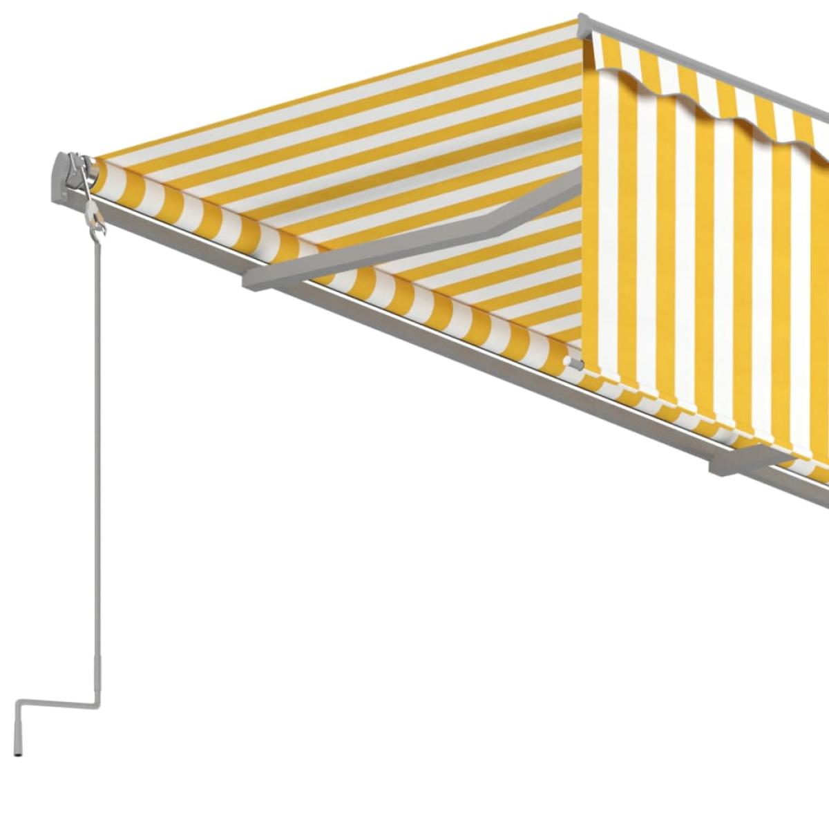 Toldo manual retráctil con persiana amarillo y blanco 4x3 m