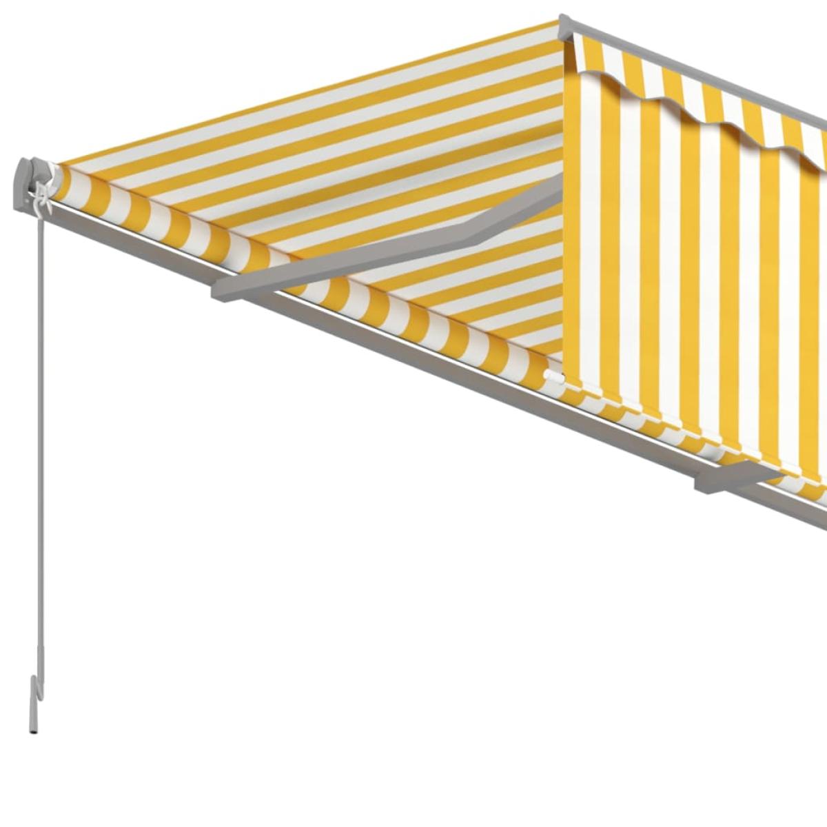 Toldo retráctil manual con persiana 5x3 m amarillo y blanco
