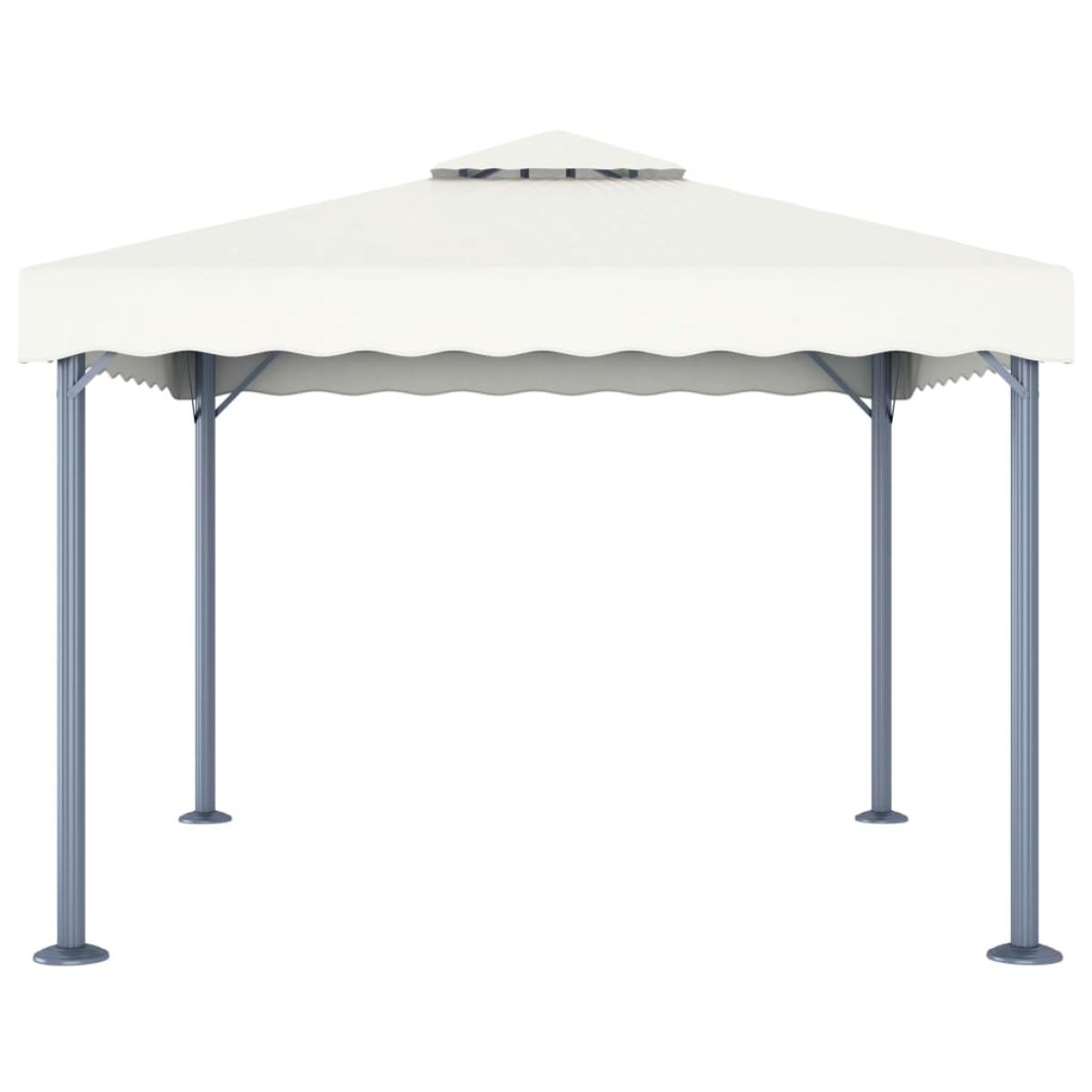 Cenador con tira de luces LED aluminio crema 300x300 cm 