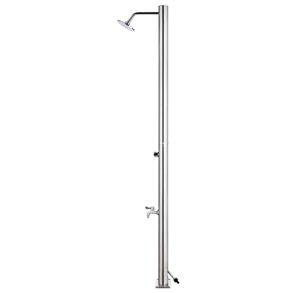 Ducha de jardín con base gris 220 cm acero inoxidable