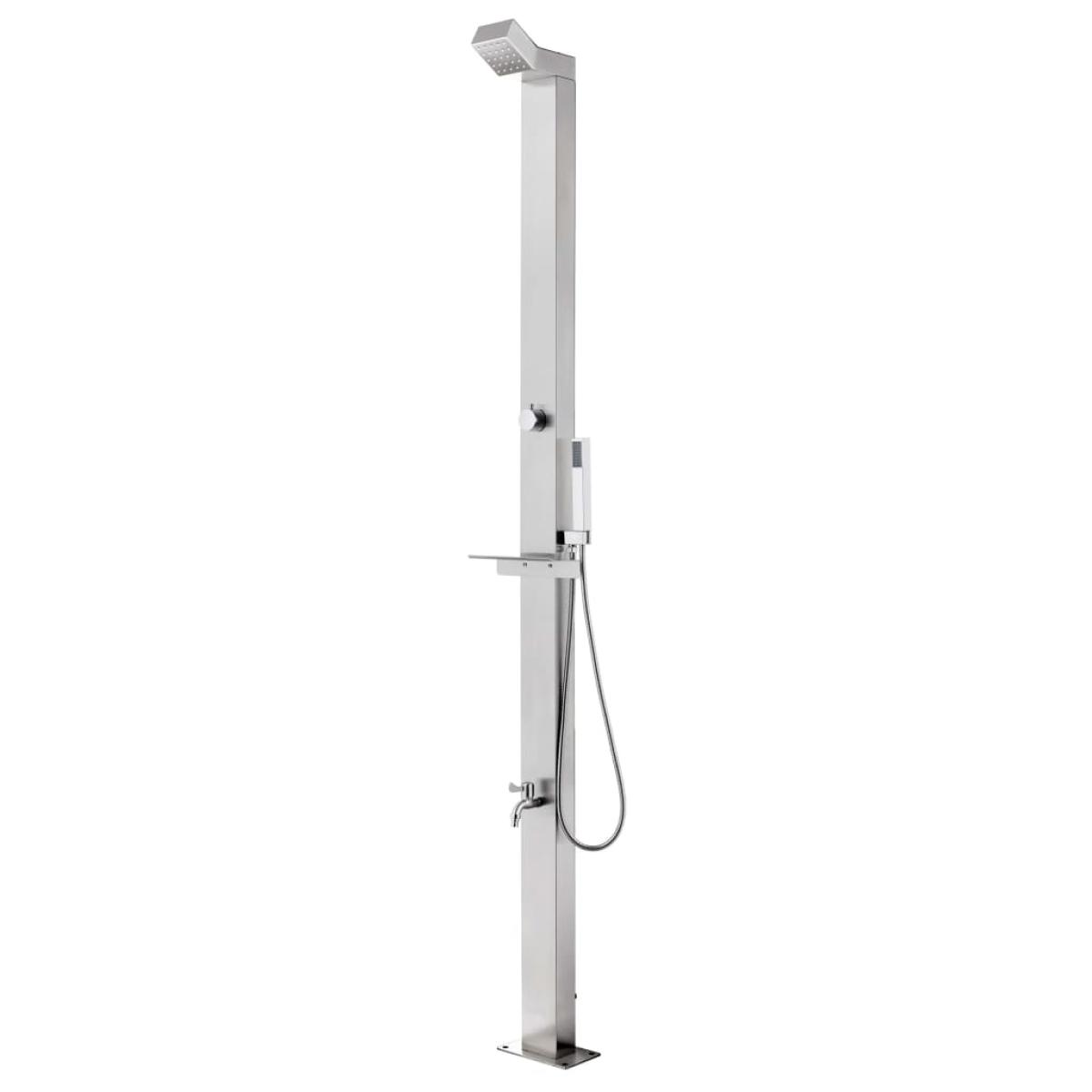 Ducha de jardín con base marrón 225 cm acero inoxidable