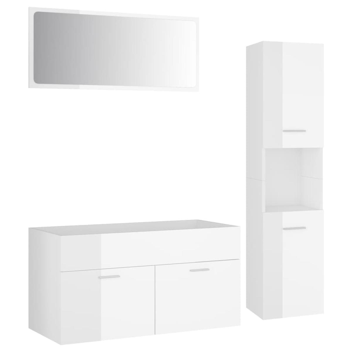 Conjunto de muebles de baño aglomerado blanco brillante