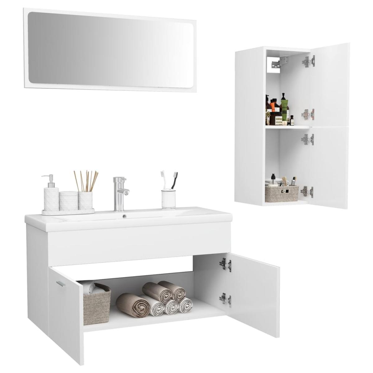 Conjunto de muebles de baño aglomerado blanco 