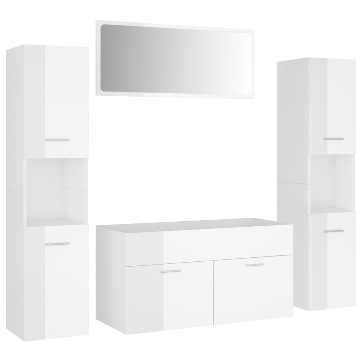 Conjunto de muebles de baño aglomerado blanco brillante