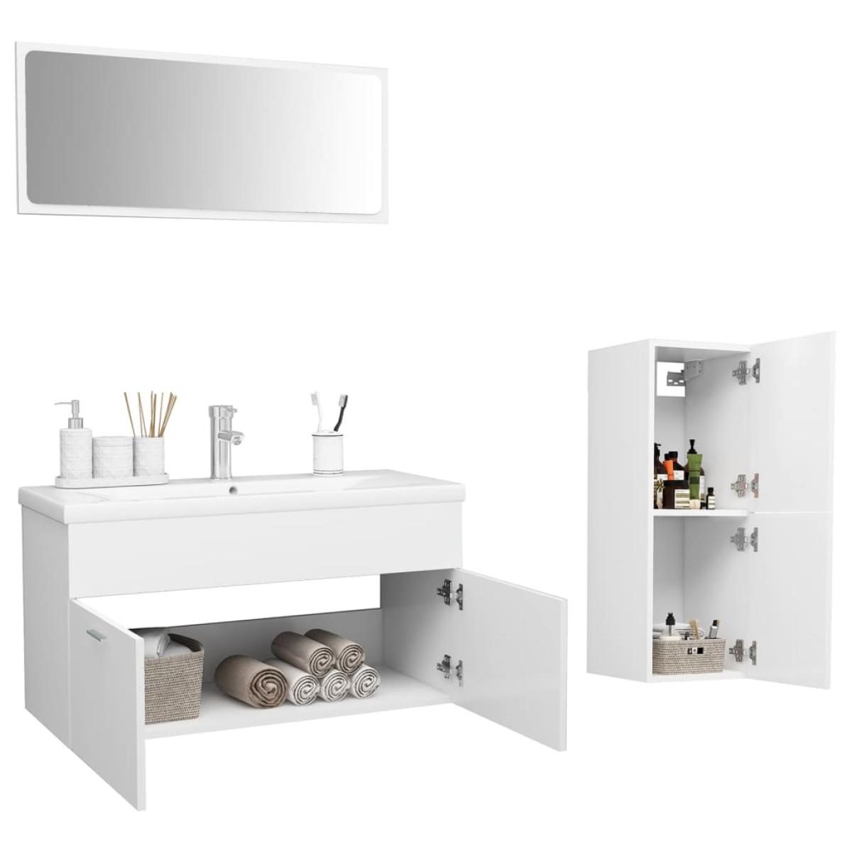Conjunto de muebles de baño aglomerado blanco 