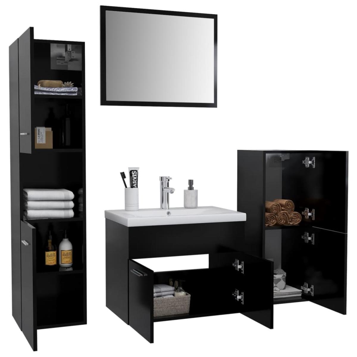 Conjunto de muebles de baño aglomerado negro