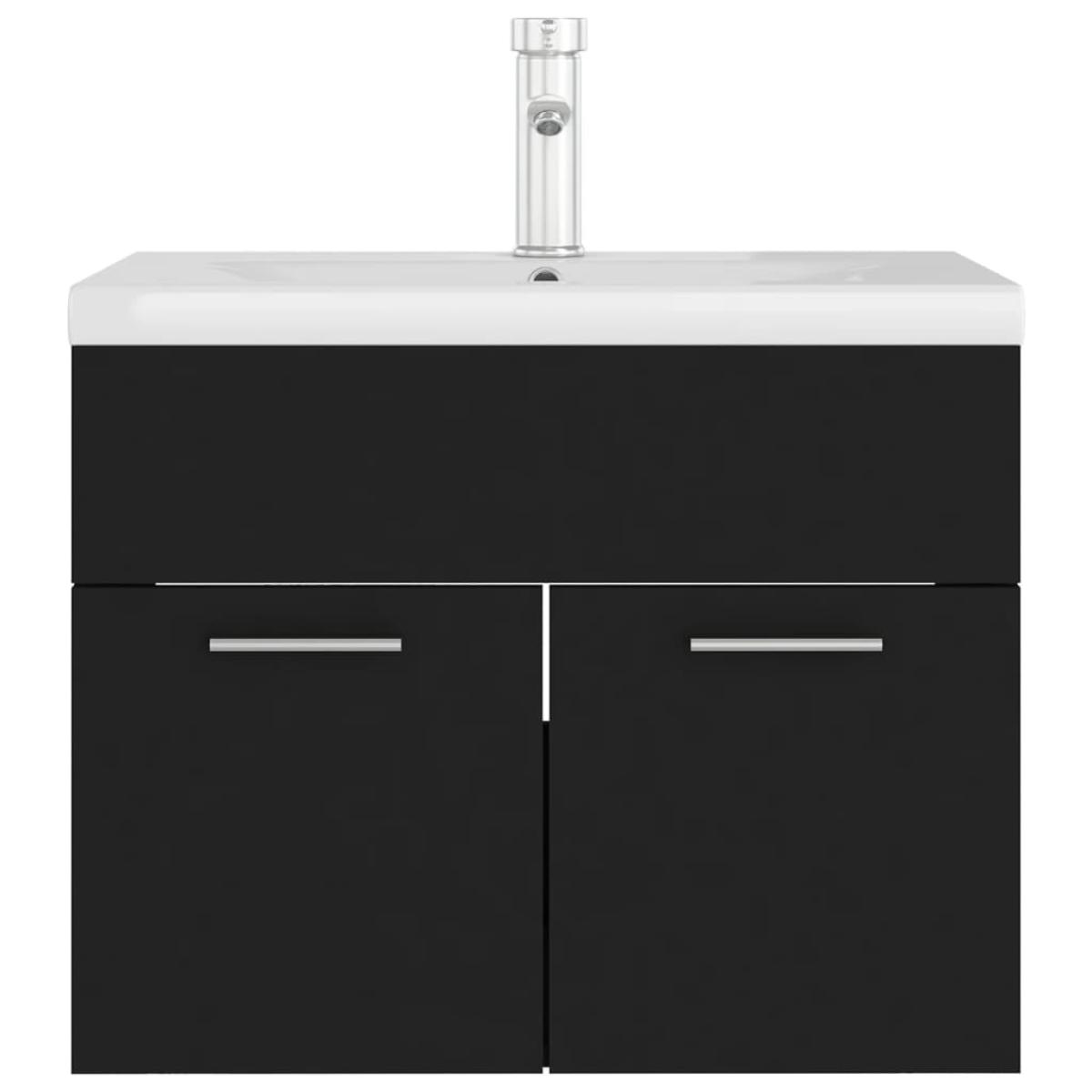 Mueble con lavabo negro brillante aglomerado