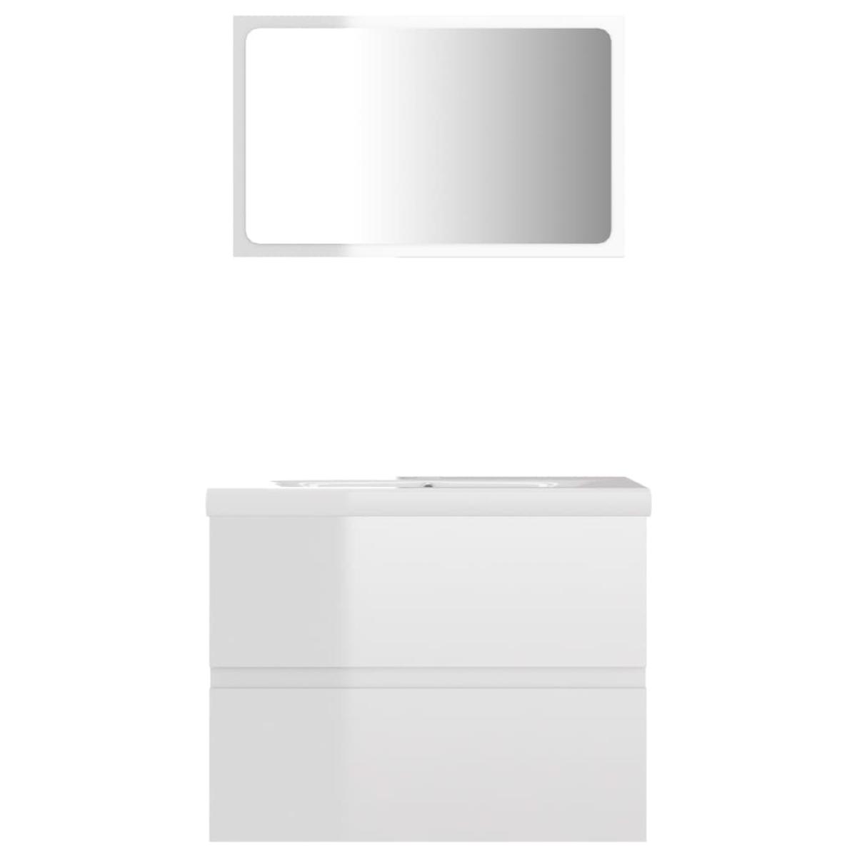 Conjunto de muebles de baño aglomerado blanco brillante
