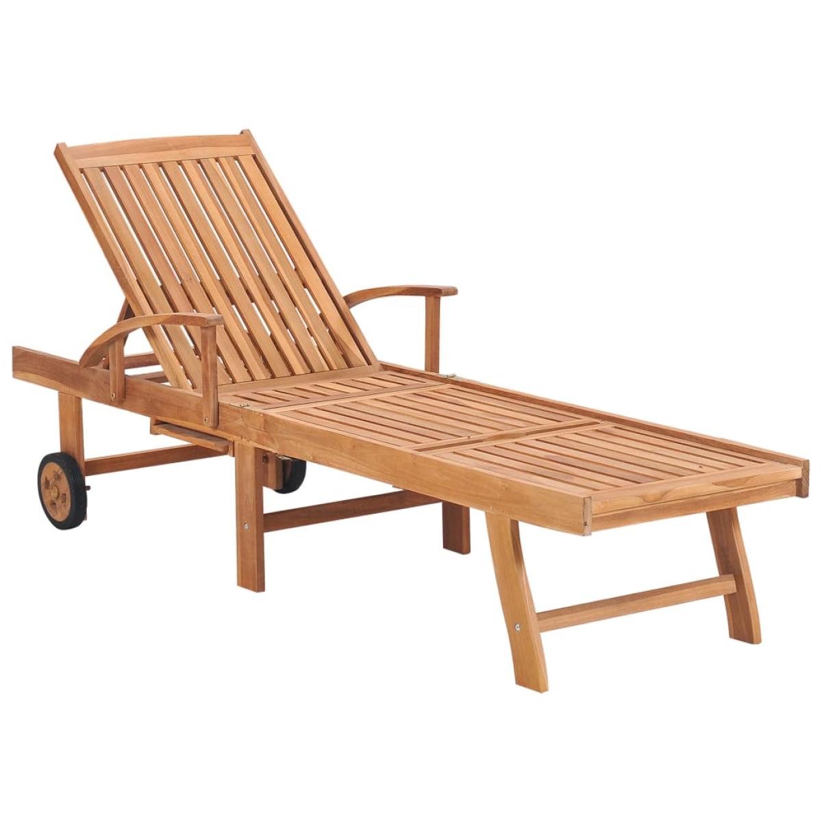Tumbonas 2 uds madera maciza de teca con cojín color crema