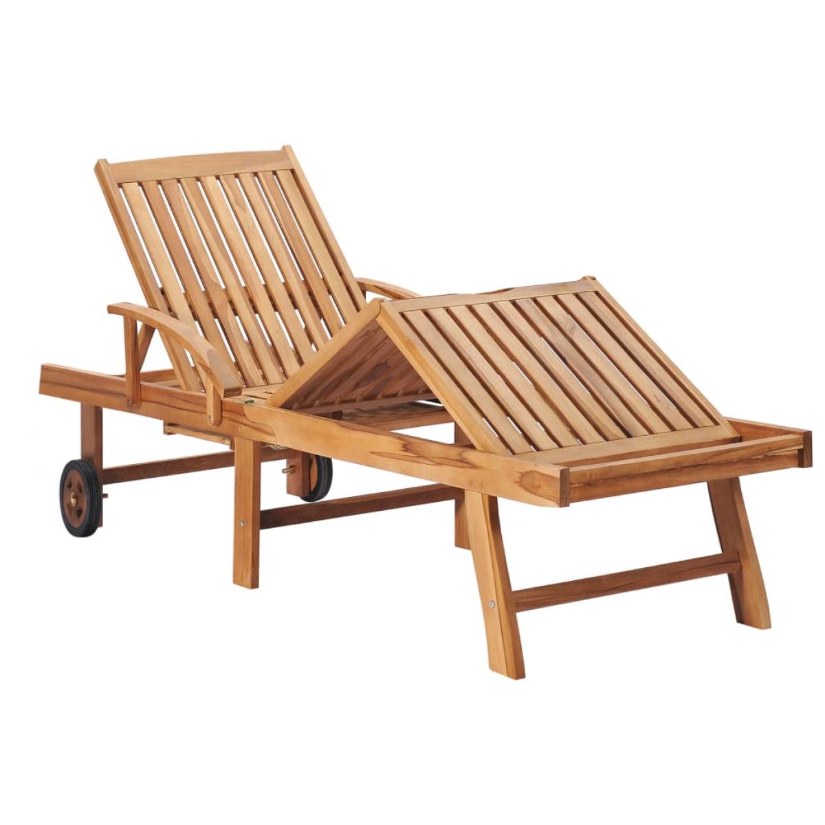 Tumbonas 2 uds madera maciza de teca con cojín color crema