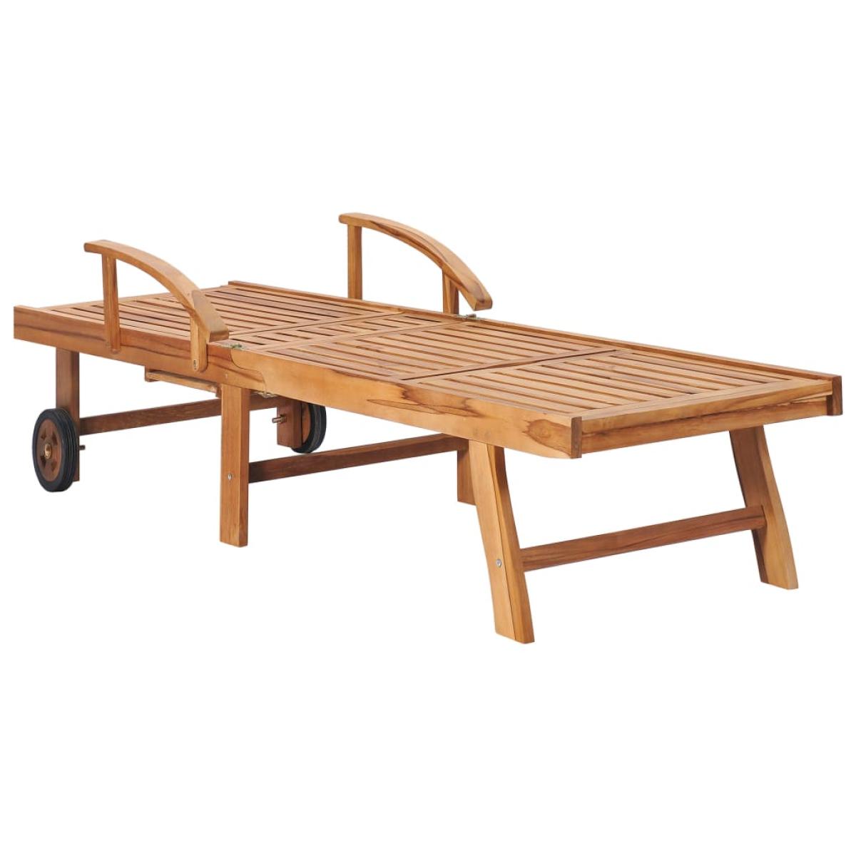 Tumbonas 2 uds madera maciza de teca con cojín color crema