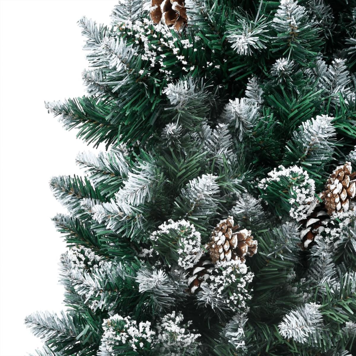 Set árbol de Navidad artificial con LED, bolas y piñas 210 cm
