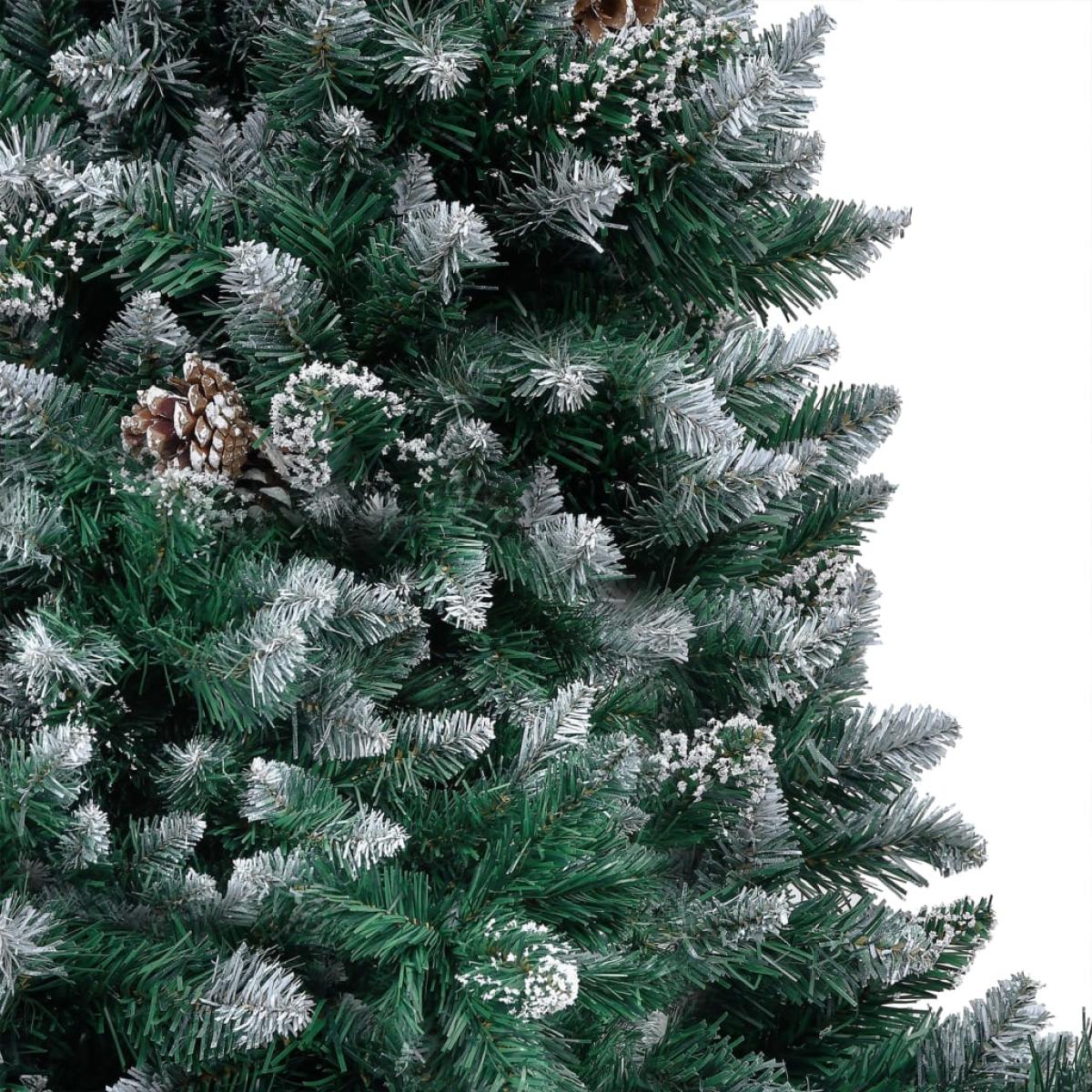 Set árbol de Navidad artificial con LED, bolas y piñas 210 cm