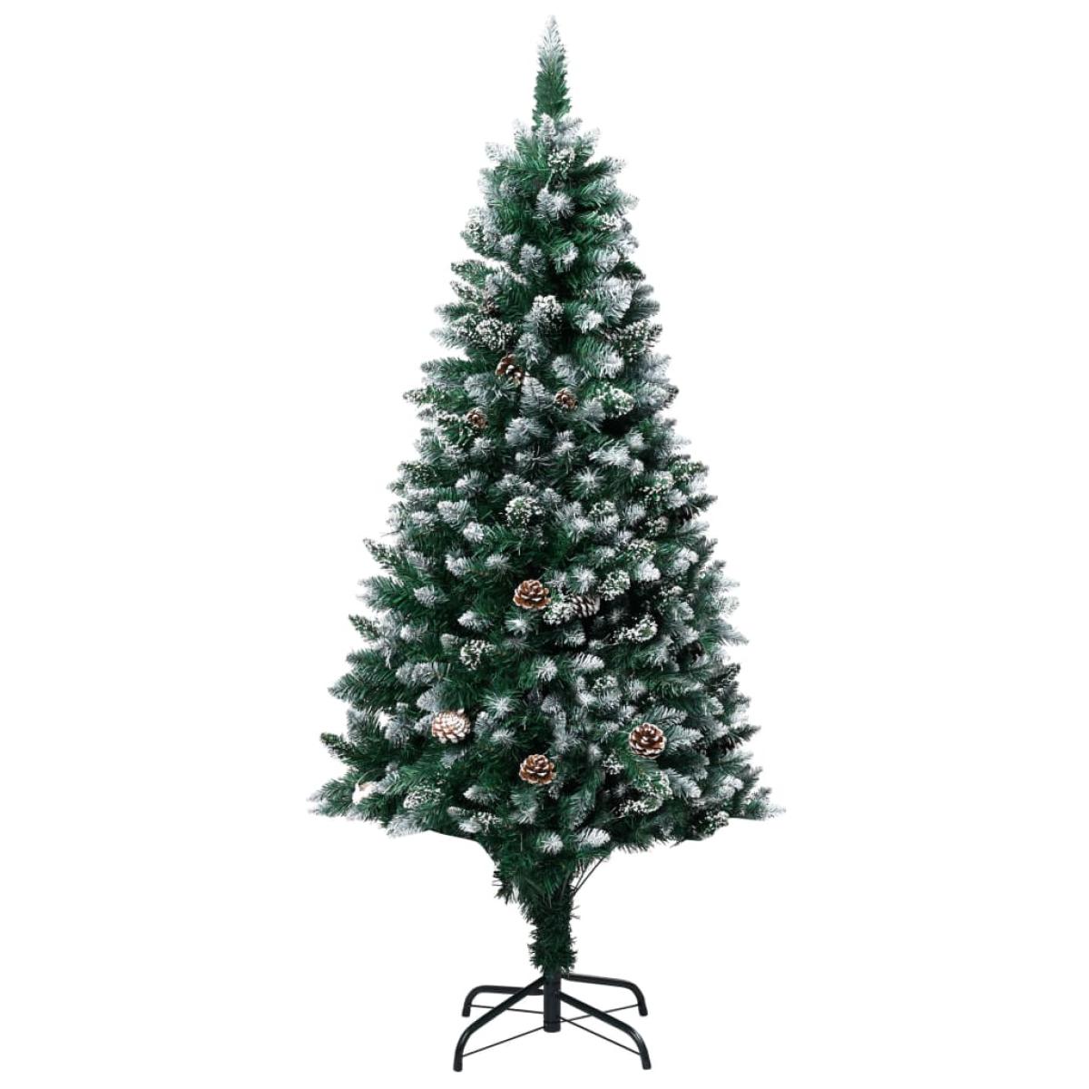 Medio árbol de Navidad artificial con LED, bolas y piñas 180 cm 