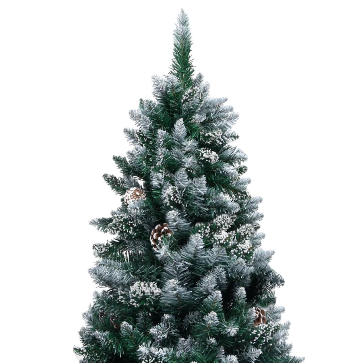 Medio árbol de Navidad artificial con LED, bolas y piñas 180 cm 