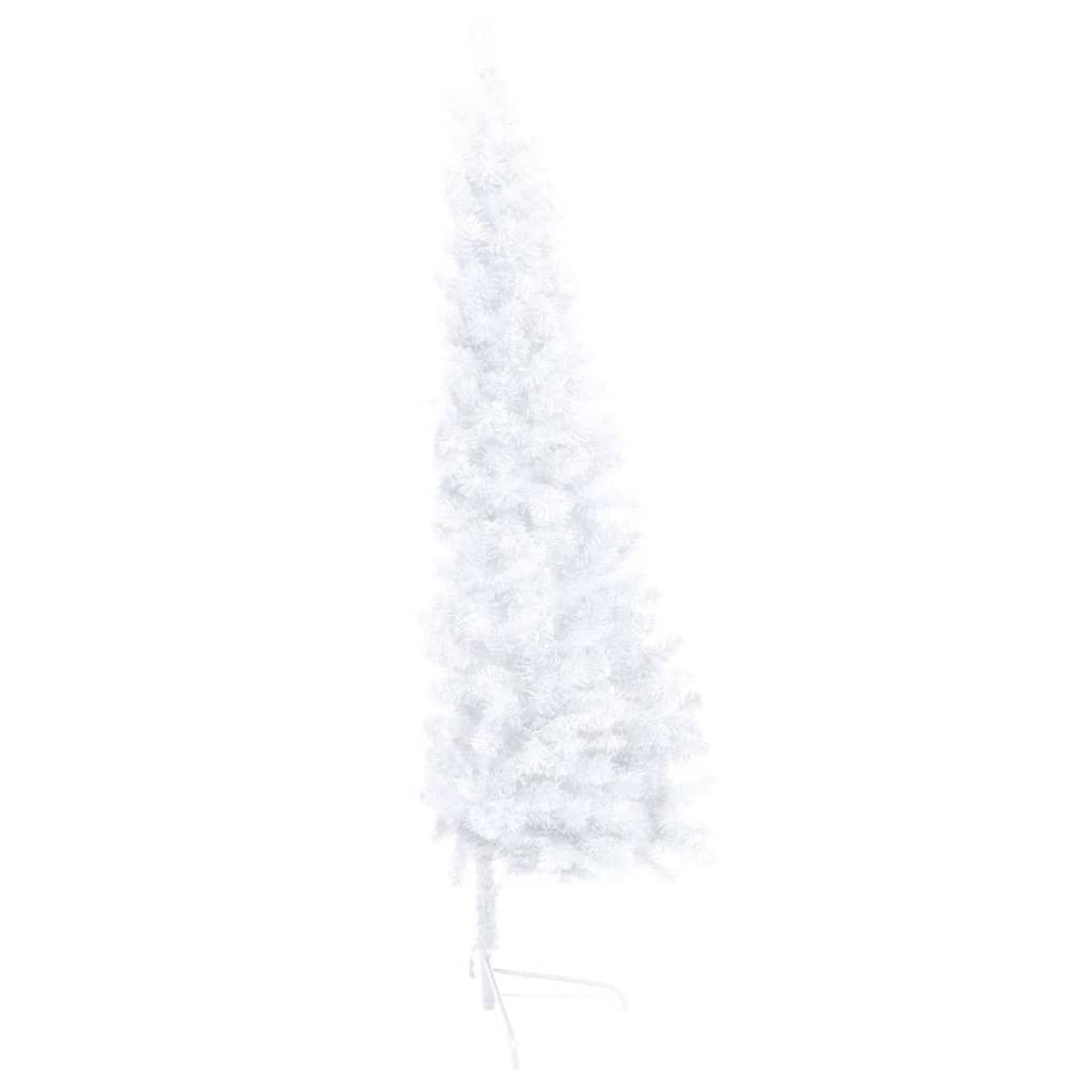Medio árbol de Navidad artificial con LED y bolas blanco 150 cm