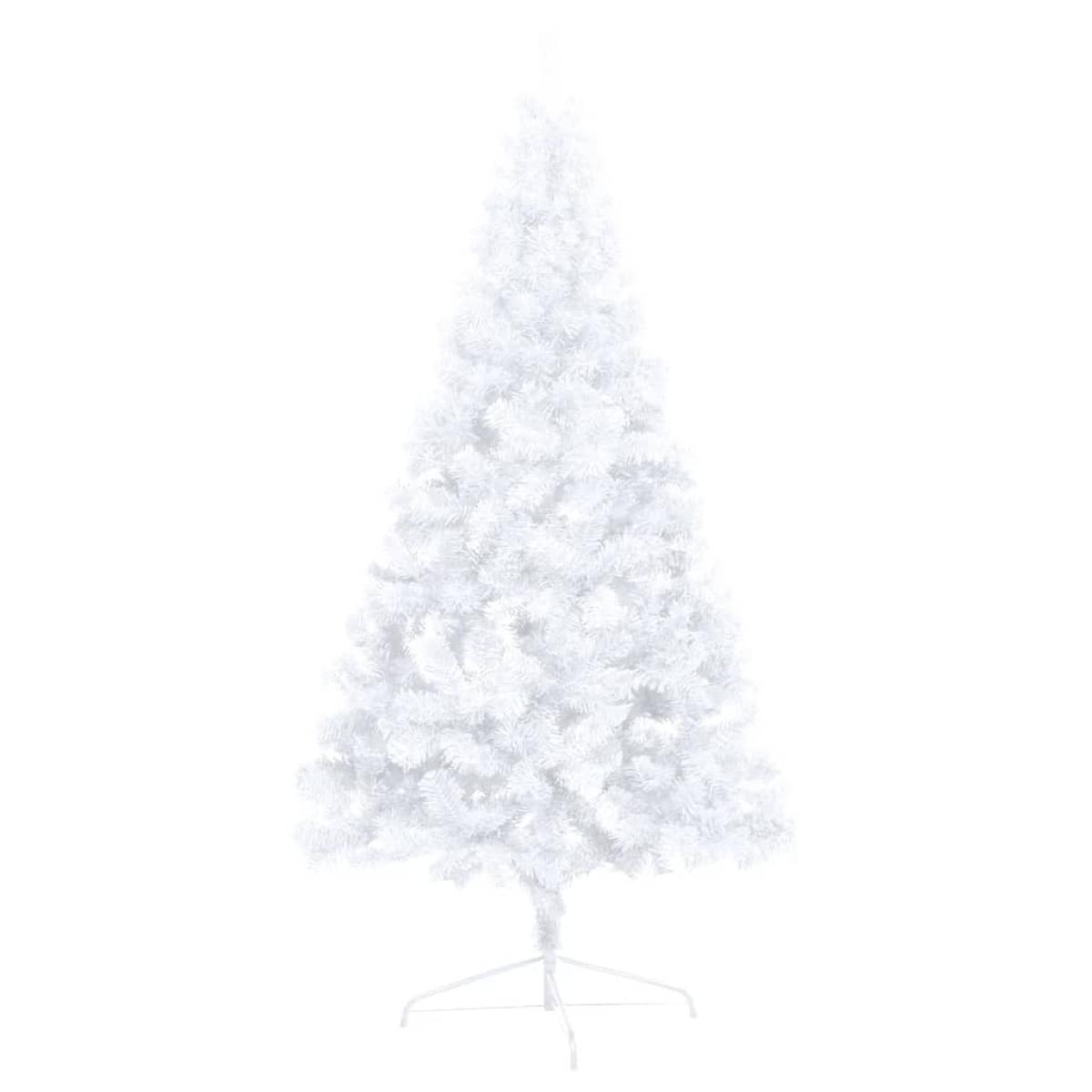 Medio árbol de Navidad artificial con LED y bolas blanco 150 cm