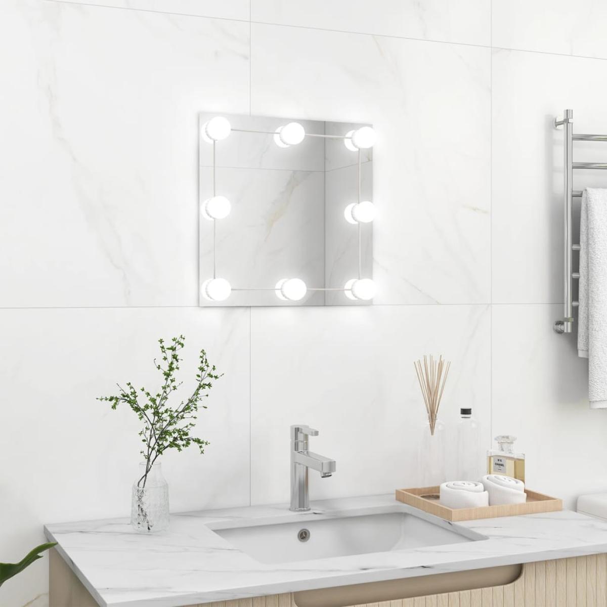 Espejo de pared con luces LED cuadrado de vidrio