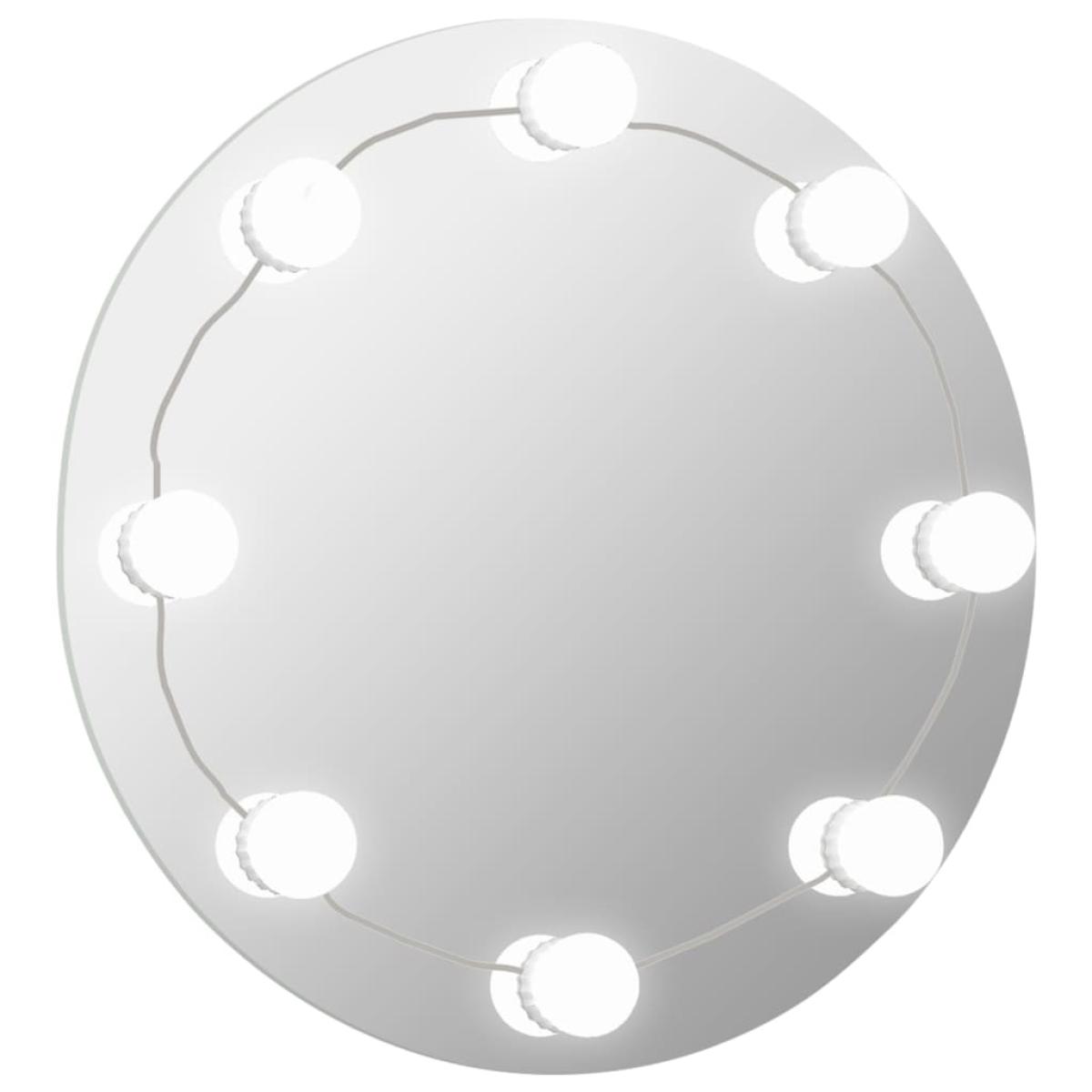 Espejo de pared con luces LED redondo de vidrio