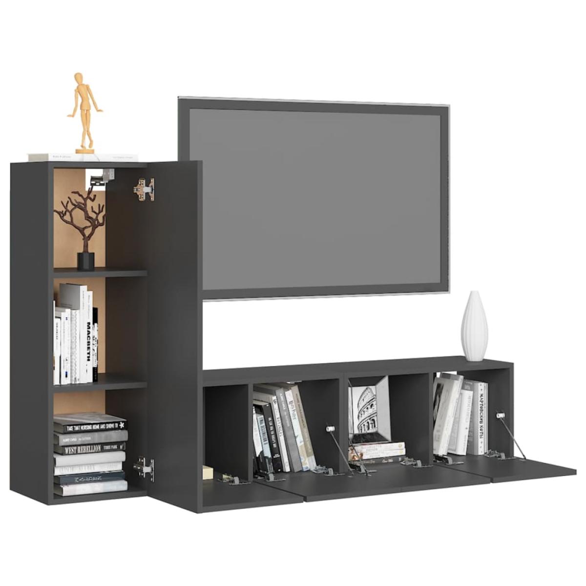Juego de mueble para TV de 3 piezas aglomerado gris